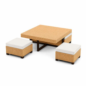 Mesa Centro Médula Rattan "Ronda" 4 Puffs