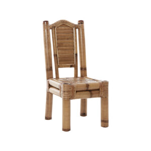 Silla comedor bambú "Kona" con cojín asiento loneta cruda