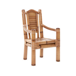 Sillón comedor bambú "Kona" con cojín asiento loneta cruda