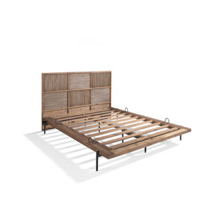 Cama madera teca reciclada & fibra coco "Coco" 160