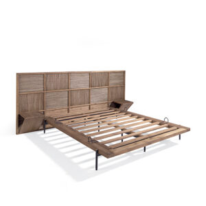 Cama con mesitas madera teca reciclada & fibra coco "Coco" 160