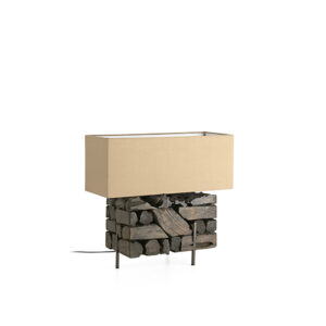 Lámpara mesa madera teca & pie metal "Kuvio"