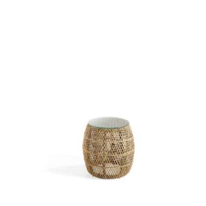 Mesa rincón rattan "Icarus" con cristal 5 mm