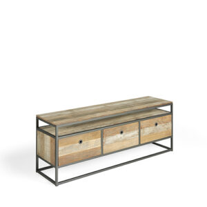 Mueble TV madera teca reciclada & forja "Tuareg" 3 cajones