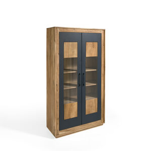 Vitrina madera acacia & metal lacado "Tower" 2 Puertas Alta