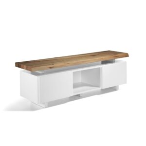 Mueble TV "Tanik" Tapa Roble Blanco Puertas Lisas