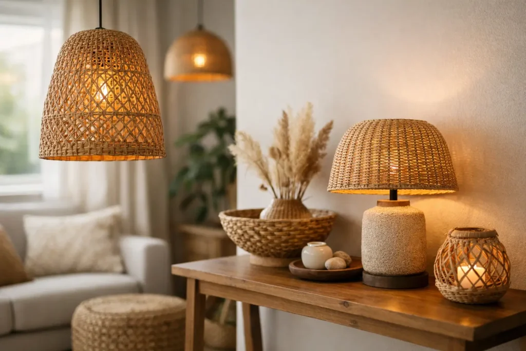 Iluminación de fibras naturales para el hogar