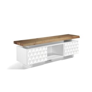 Mueble TV "Tanik" Tapa Roble Blanco Puertas Diamante
