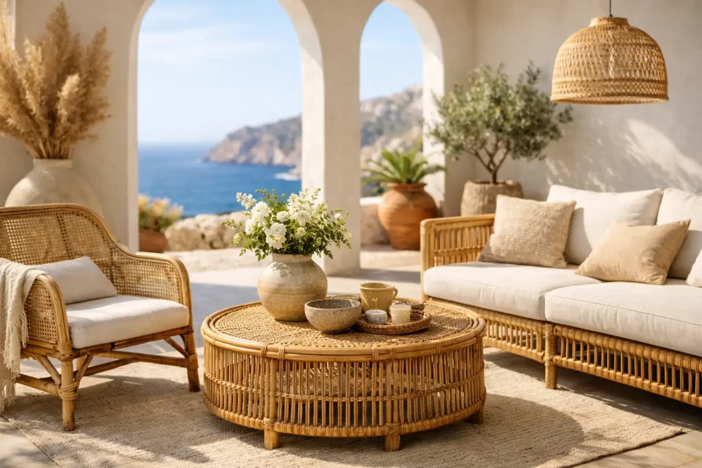 Muebles de rattan para un hogar mediterráneo