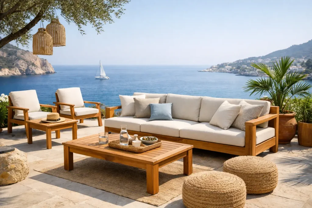 Muebles de teca exterior para vivir el Mediterráneo