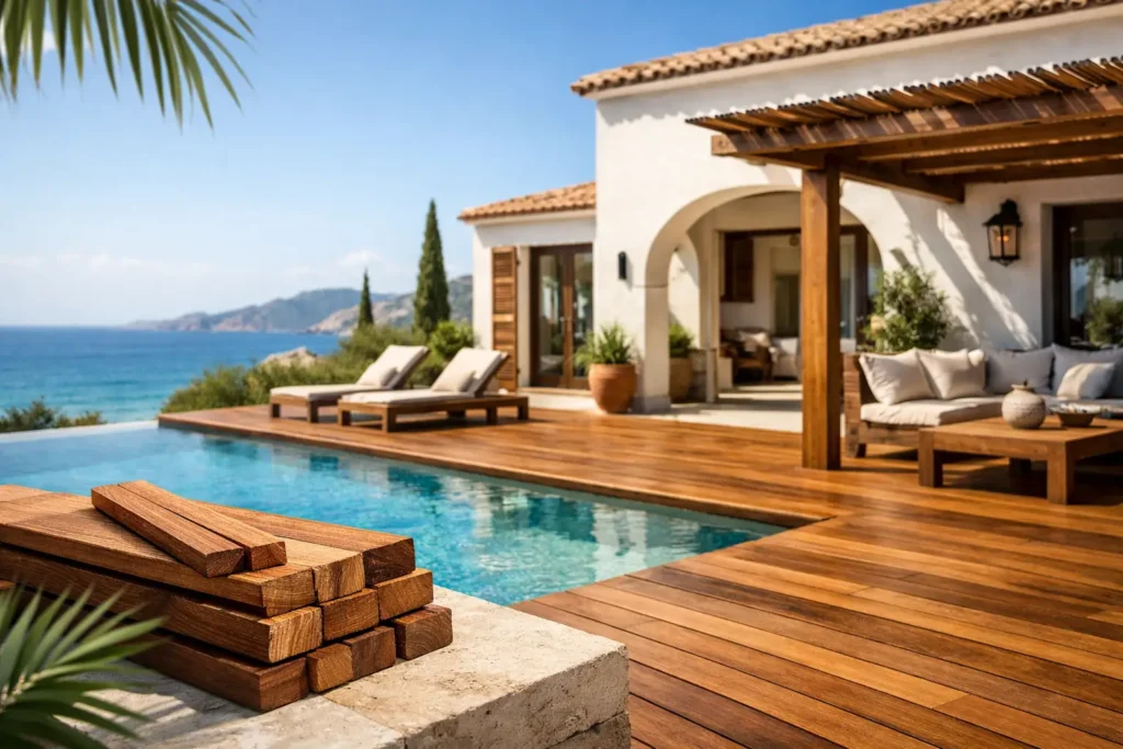 Madera tropical para una casa mediterránea