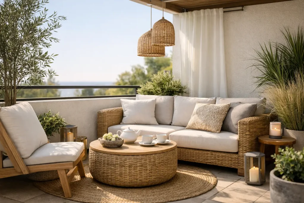 Muebles para terraza pequeña elegante y serena