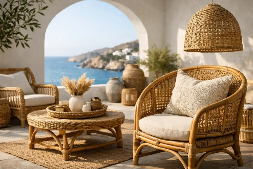 Rattan o mimbre para un hogar mediterráneo