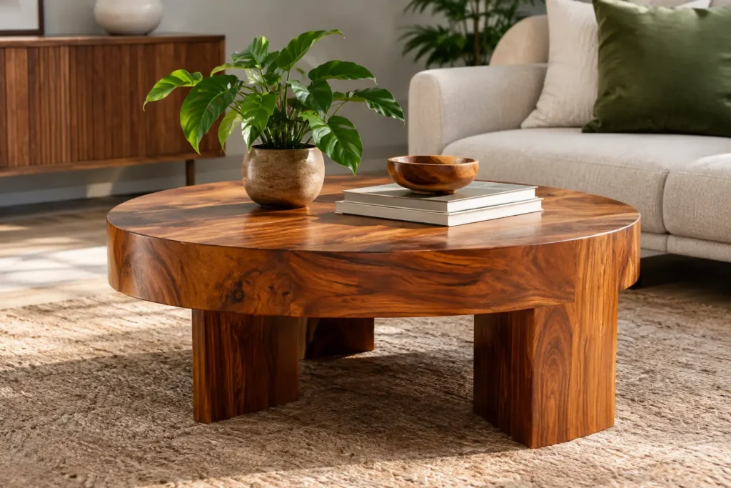 Mesa de centro de madera tropical: cómo elegirla